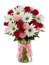 Bouquet toni rosso bianco e rosa